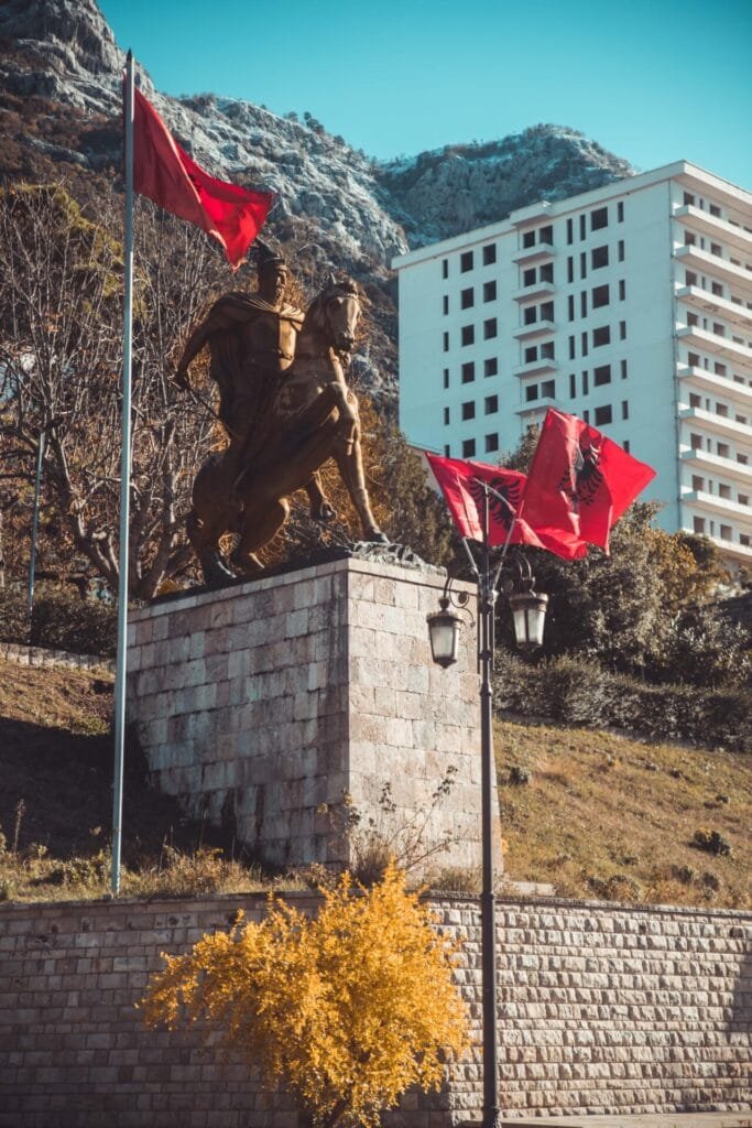 Statue of national hero Skanderbeg in Kruje