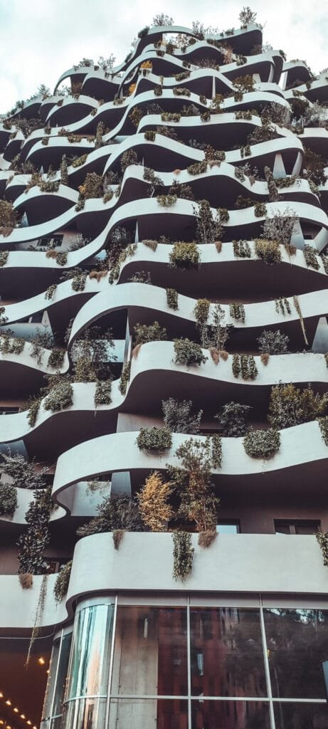 Abstract modern architecture with curved balconies