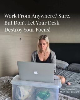 Posture check! Are you reading this hunched over your laptop at the kitchen table? 👀

When I started to work remotely I thought, “Finally, I can work from anywhere,” until my back said, absolutely not. 😩 

Turns out, I forgot to check my workspace. It isn’t just about aesthetics: it literally impacts your energy, focus, and long-term health.

The good news? You don’t need a Pinterest-perfect office. A few small tweaks can make all the difference:
- Screen at eye level (books or boxes if you don't have anything else!)
- A chair that supports you (or a pillow for your back)
- Decluttering: digital + physical
- Moving your body so you don’t turn into a desk-shrimp

Trust me, your body (and brain) will thank you.
